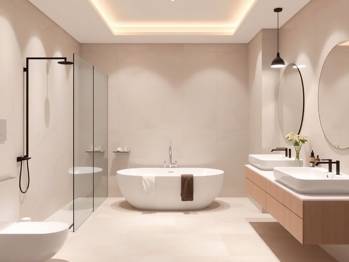 Design modern de baie, elegante și spațioase.