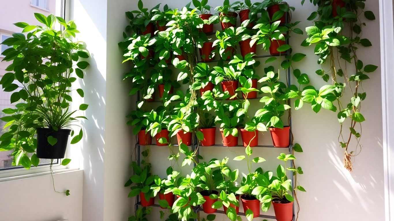 Grădină verticală interioară într-un apartament mic.